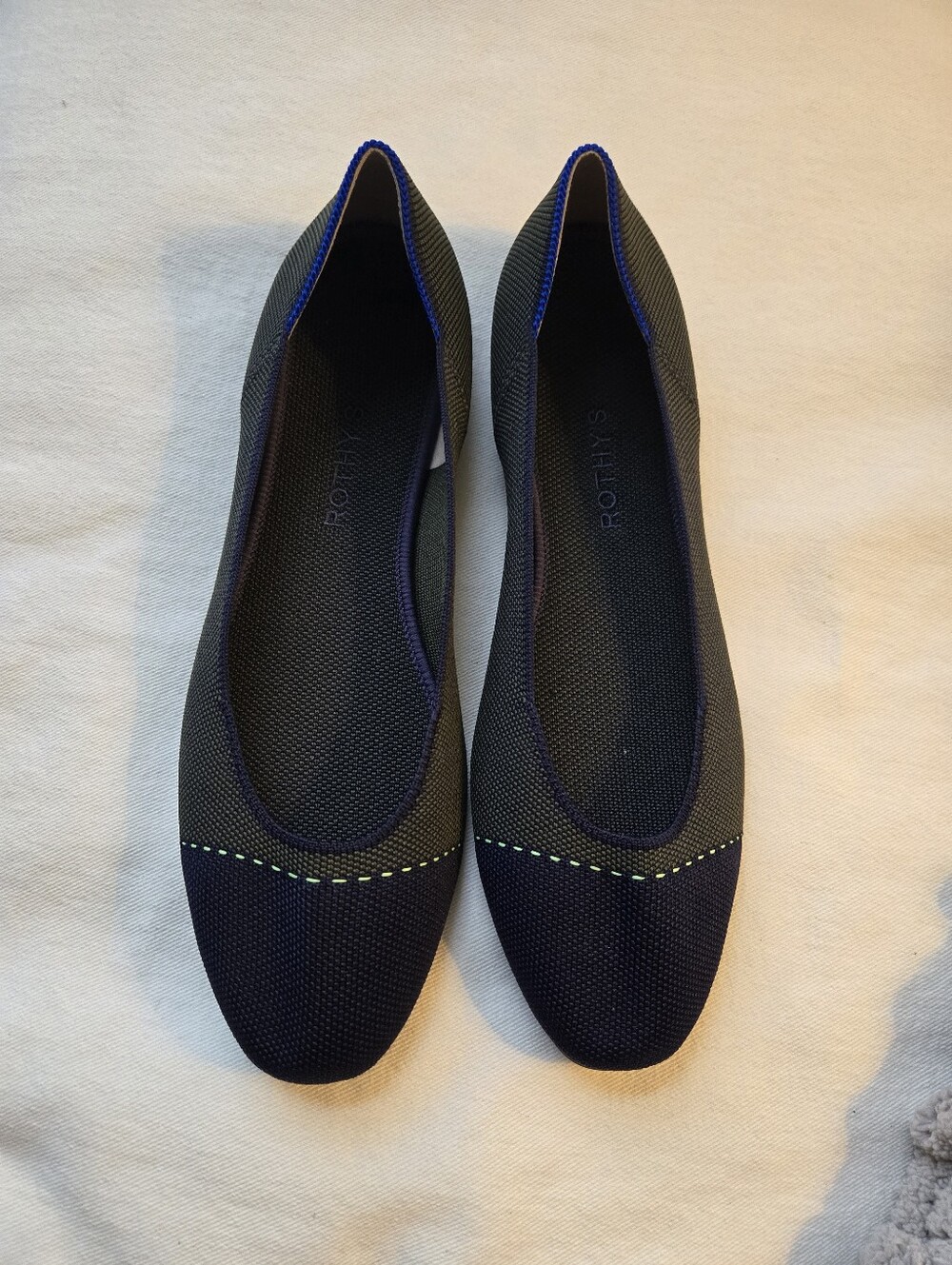 Rothy's Burnt Green Navy Toe Women's Shoes Flat Loafer Size 13  New